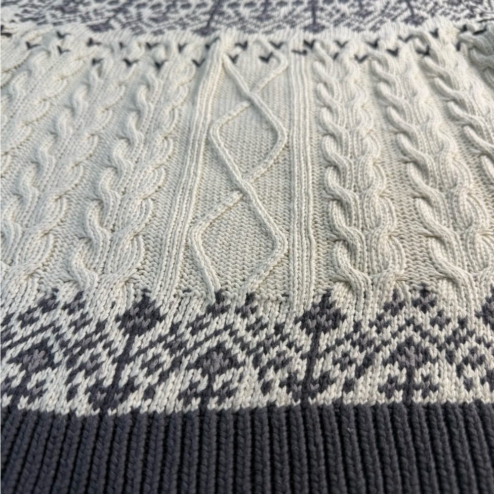 Anthropologie Cream Cable-Knit Sweater with Floral Embroidery - Picture 12 of 15